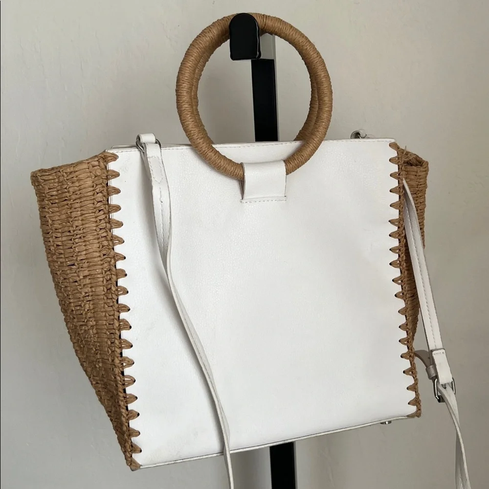 Zara White Crossbody Circle Handle Bag Boho - Picture 7 of 12